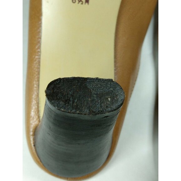Etienne Aigner Cavalier Women's Leather Tan Brown Heel Mules Slip On Sz 6.5 M - Picture 7 of 10